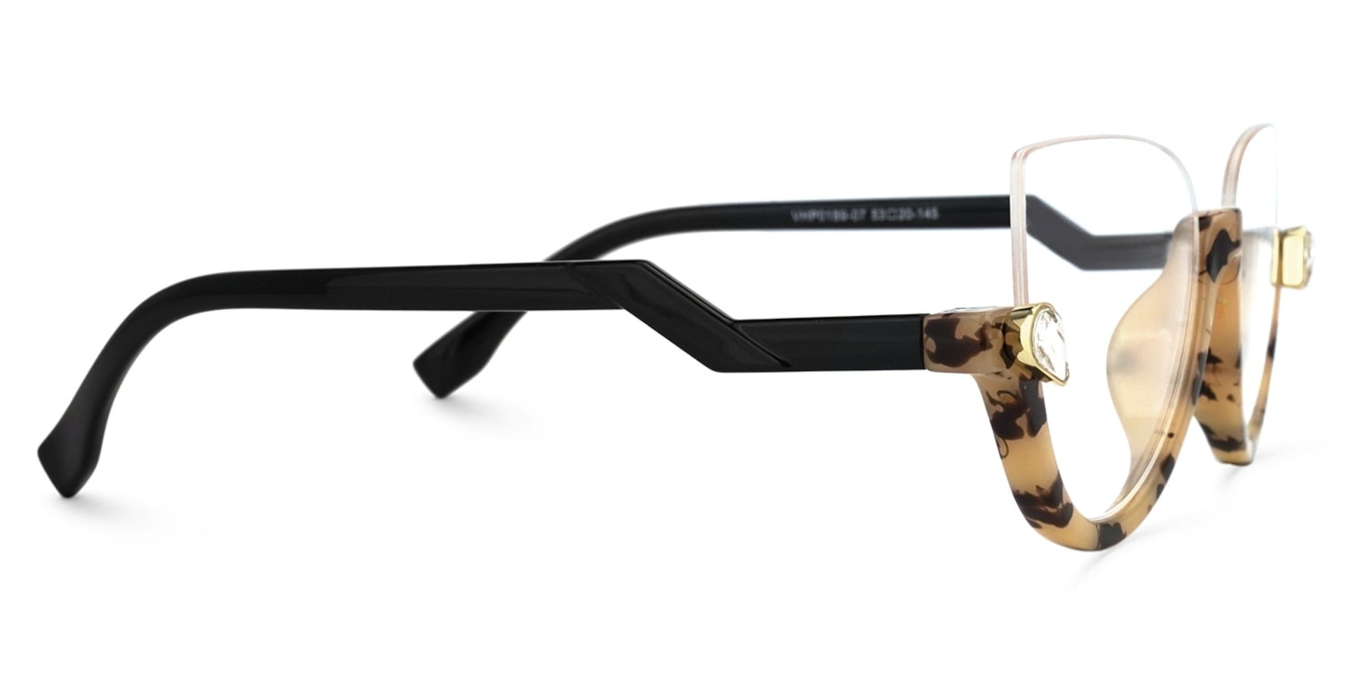 Felicia Cateye Tortoise Eyeglasses and Crystal Half-Frames2