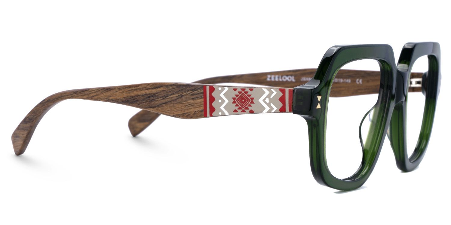 Green Prescription Glasses With Geometric Shape for Men4