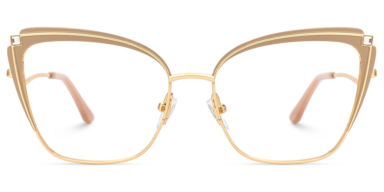 Mariely Cat Eye Brown And Gold Glasses | Zeelool1