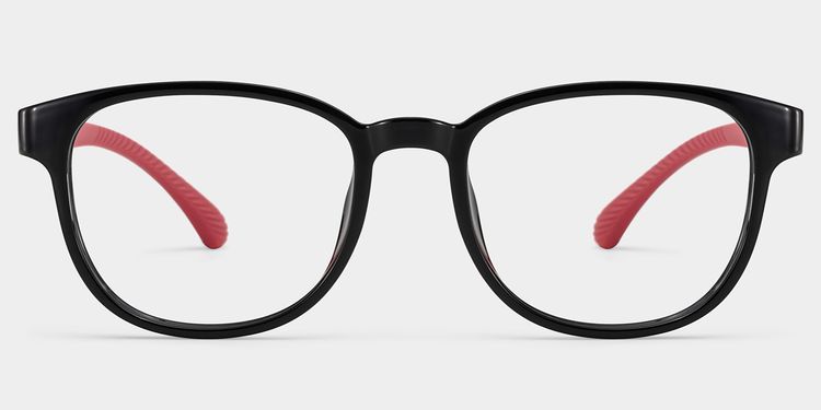 Dale  Round Black Red Glasses