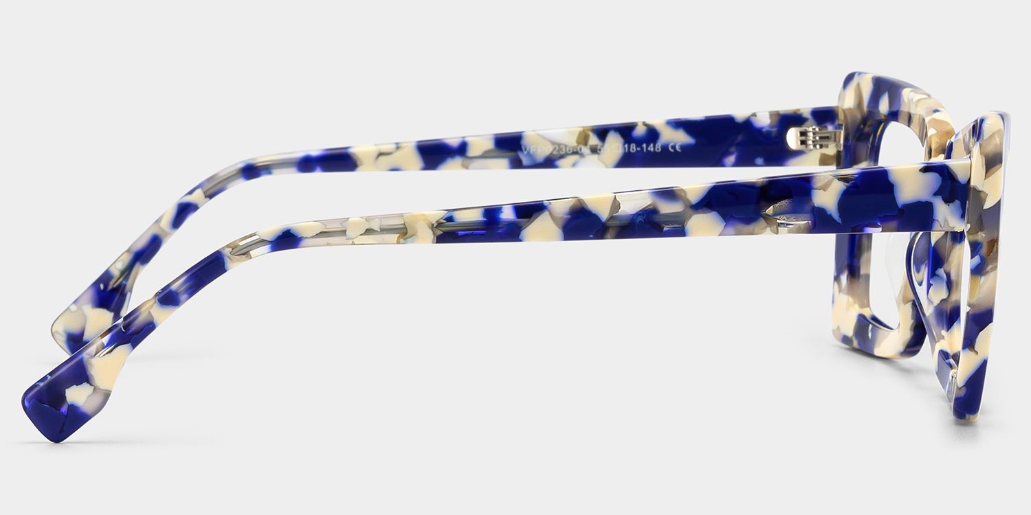 Newell Rectangle Blue-Floral Frame Glasses | Zeelool Optical