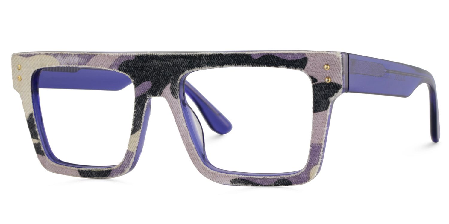 Vintage Rectangle Glasses With Purple Denim3