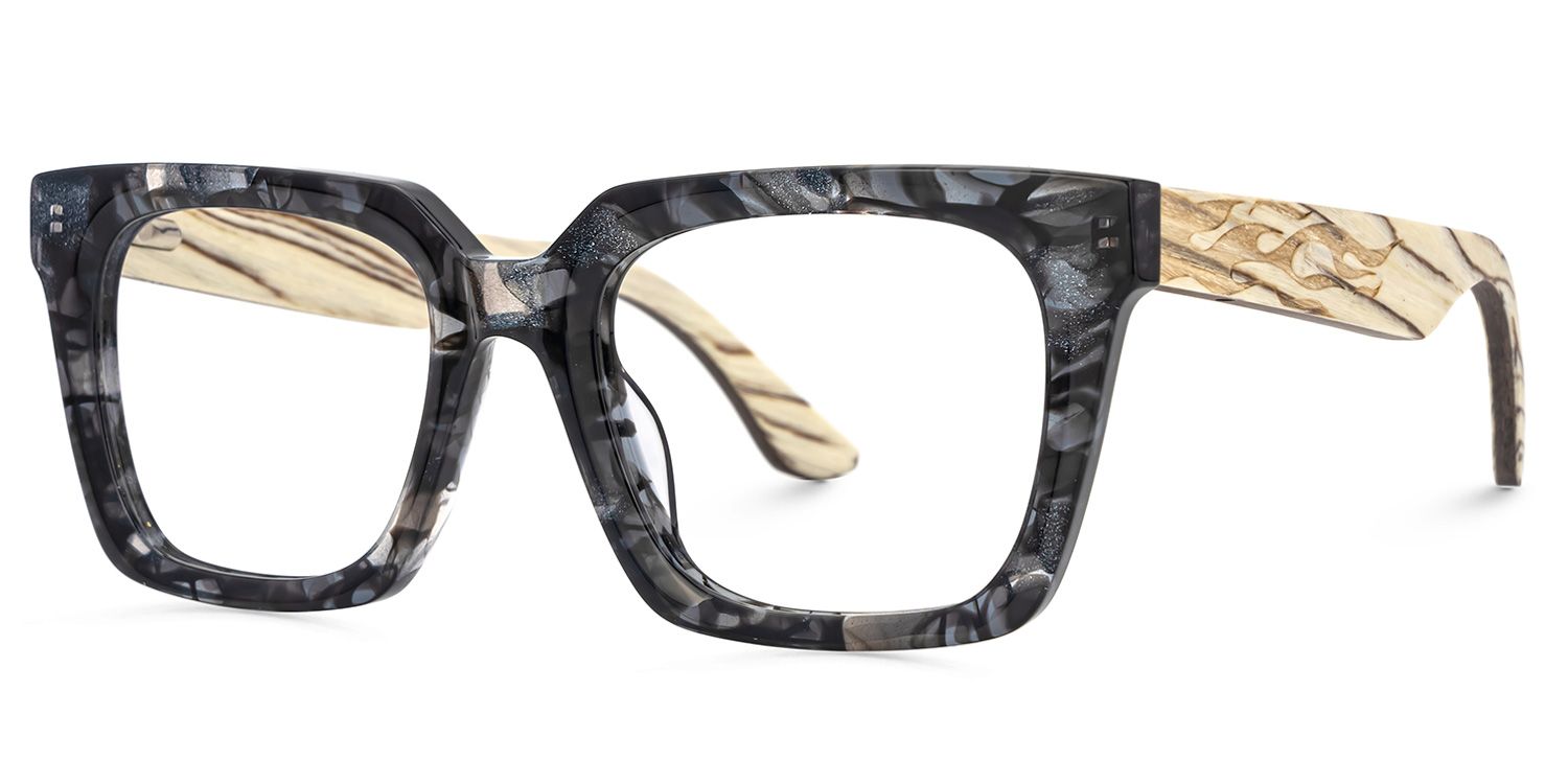 Cabdi Gray and Black Marble Glasses with Square Design1