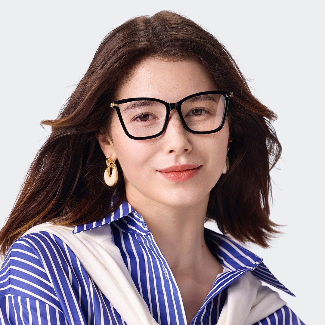 Stephens Cateye with Black Glasses Oversized Frames | Zeelool9