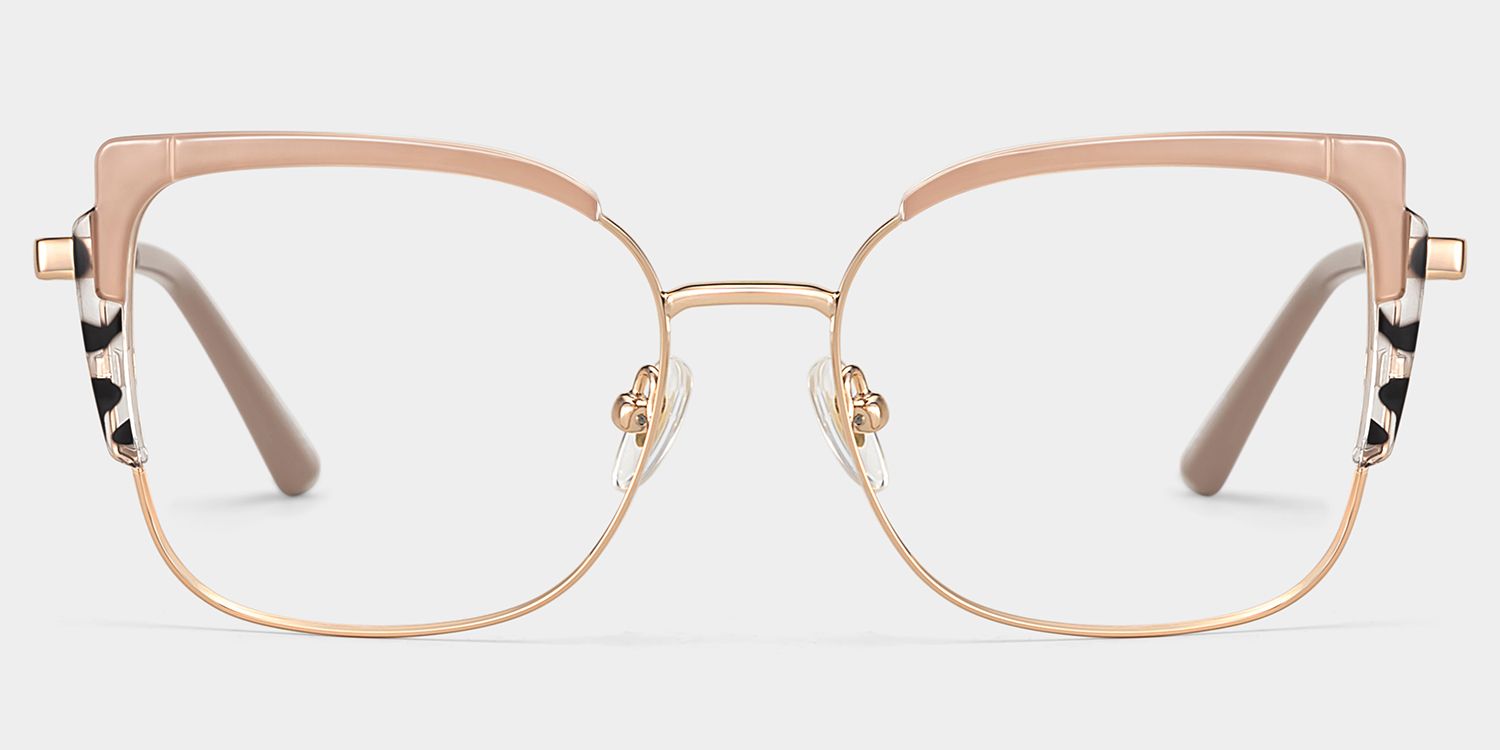 Khaki Tortoise Thin Frame Glasses With Metal Material1