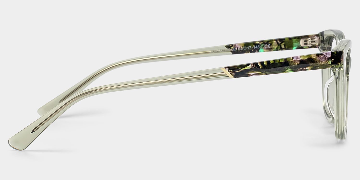 スリムセラ Cassia Clear Green Rectangle Acetate Glasses Frames | ZEELOOL