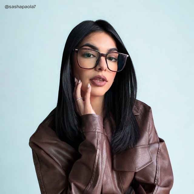 Eliza Dark Brown Square Glasses hover
