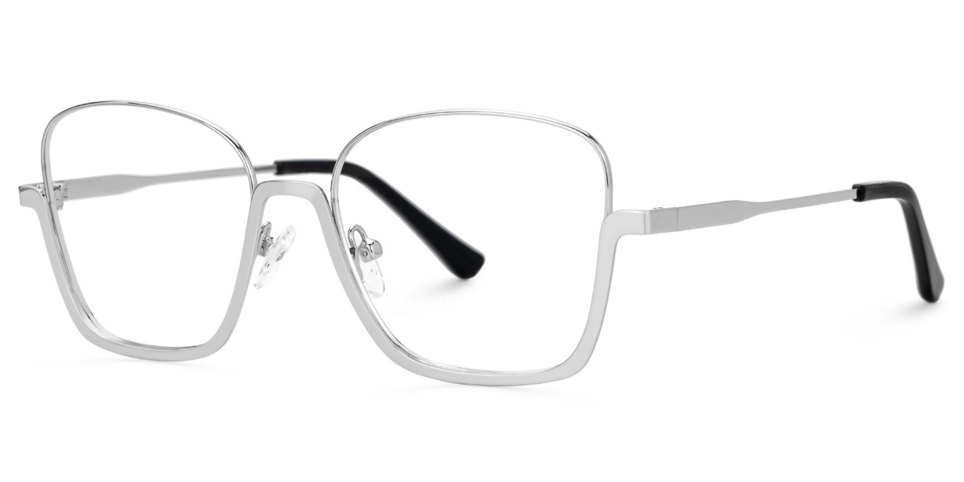 Silver Metal Square Eyeglasses- Malidy1