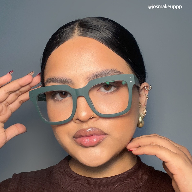 Liizbeett Square Eyeglasses with Dark Green Frames10