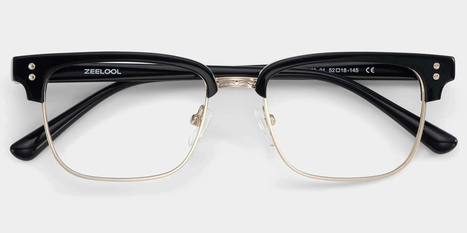 Ryan black and gold browline Frame glasses Online | ZEELOOL2