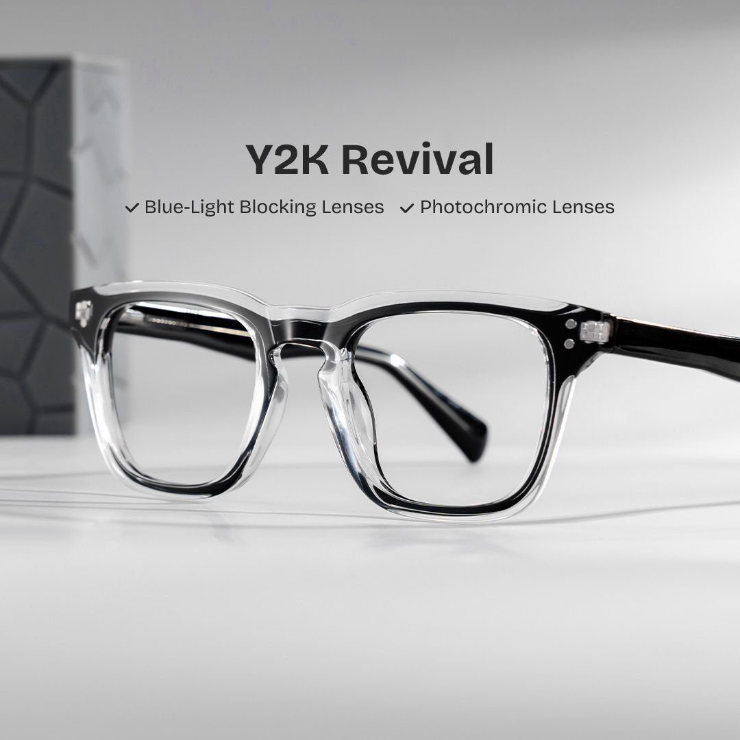 Tr90 Eyeglasses Frames With Rectangle Shape and Black Clear Color0
