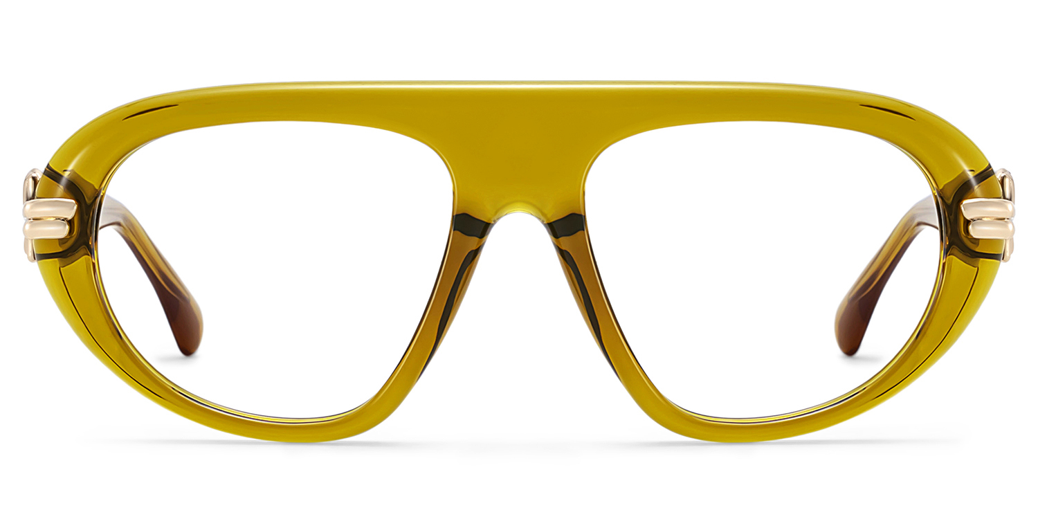 Aveline Green Thin Aviator Full Frame Glasses | ZEELOOL