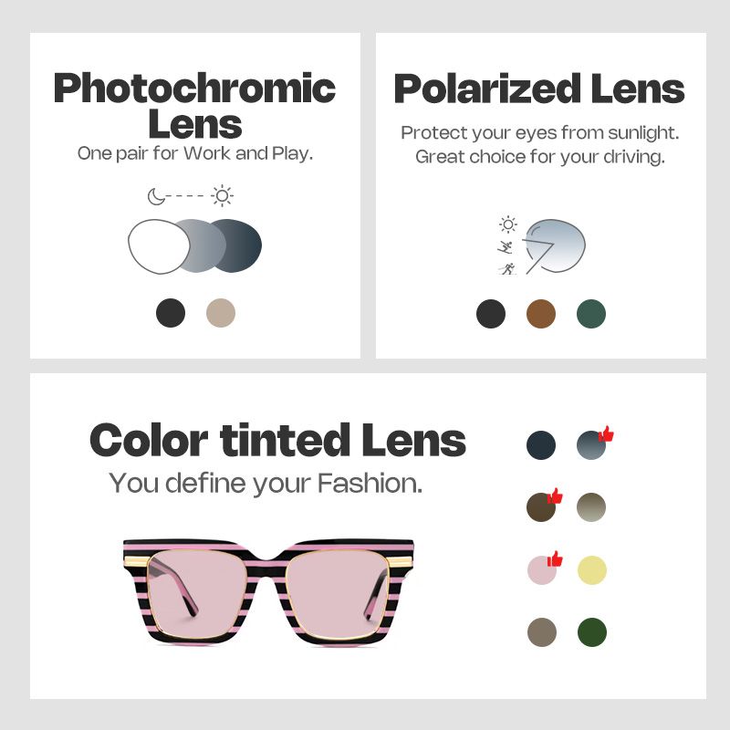 Taylor Square Black Pink Striped Frame Glasses for females | Zeelool4