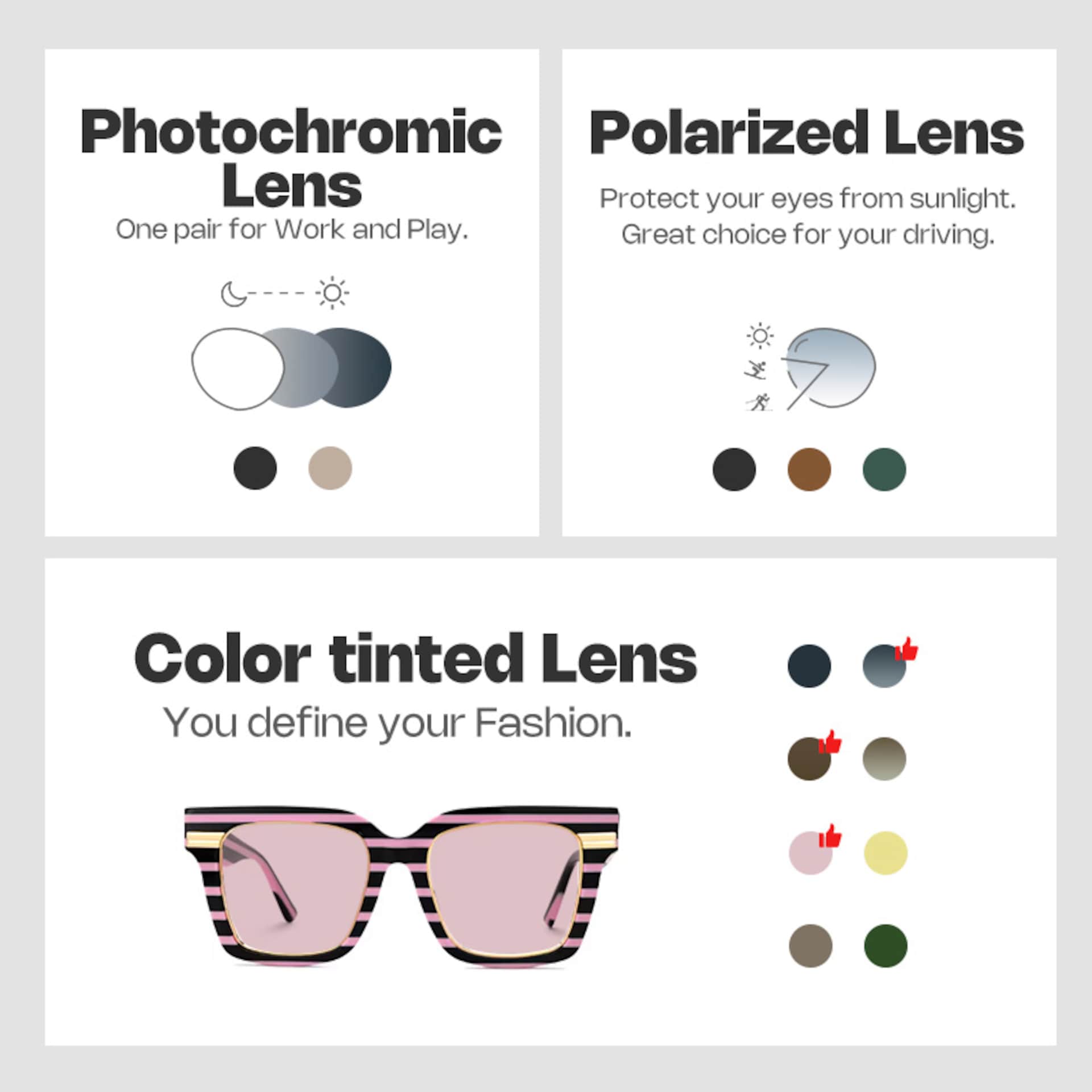 Taylor Square Black Pink Striped Frame Glasses for females | Zeelool4