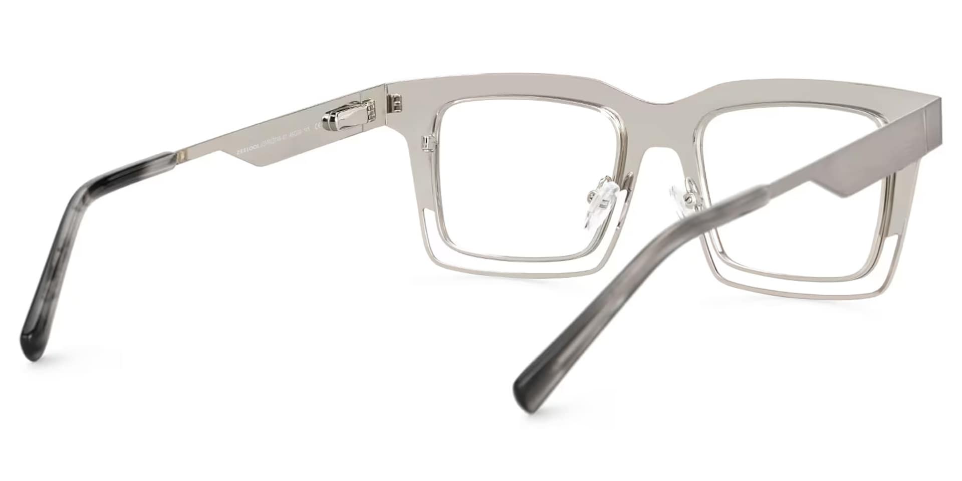 Evan Rectangle Silver Frame Eyeglasses for Males | Zeelool4