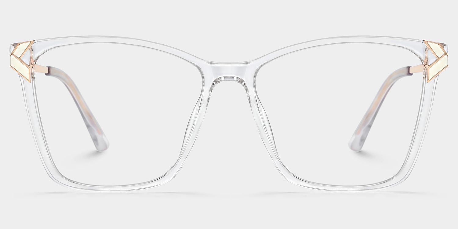 Tricee Square Clear Glasses With Gold Arms For Women | ZEELOOL