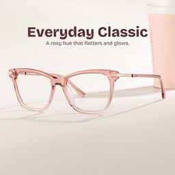 Eliot Clear Pink Rectangle Glasses0