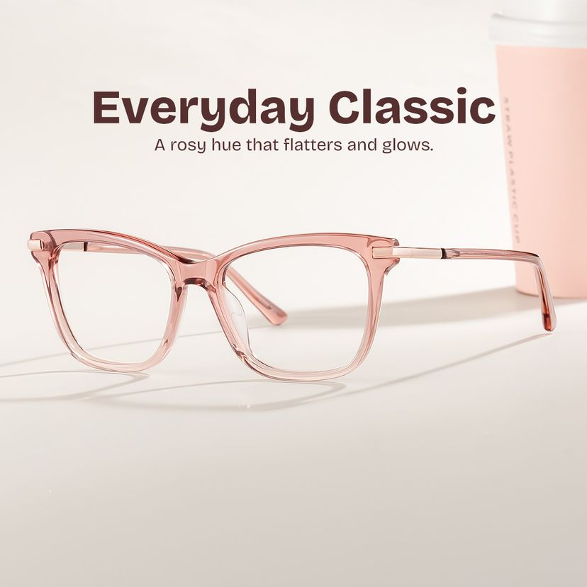 Eliot Clear Pink Rectangle Glasses