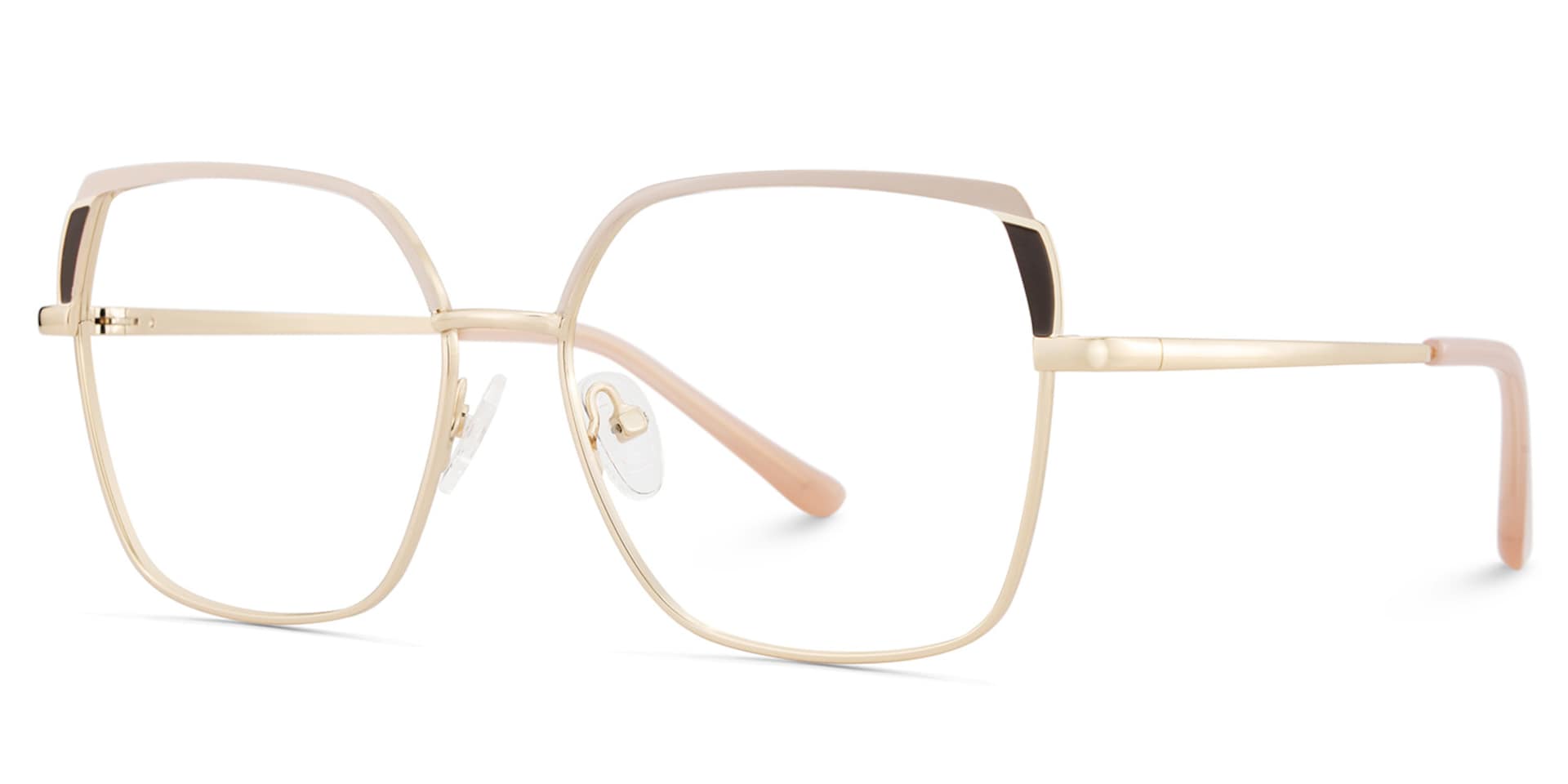 Shayla Metal Square Pink Brown Frame Glasses | Zeelool3