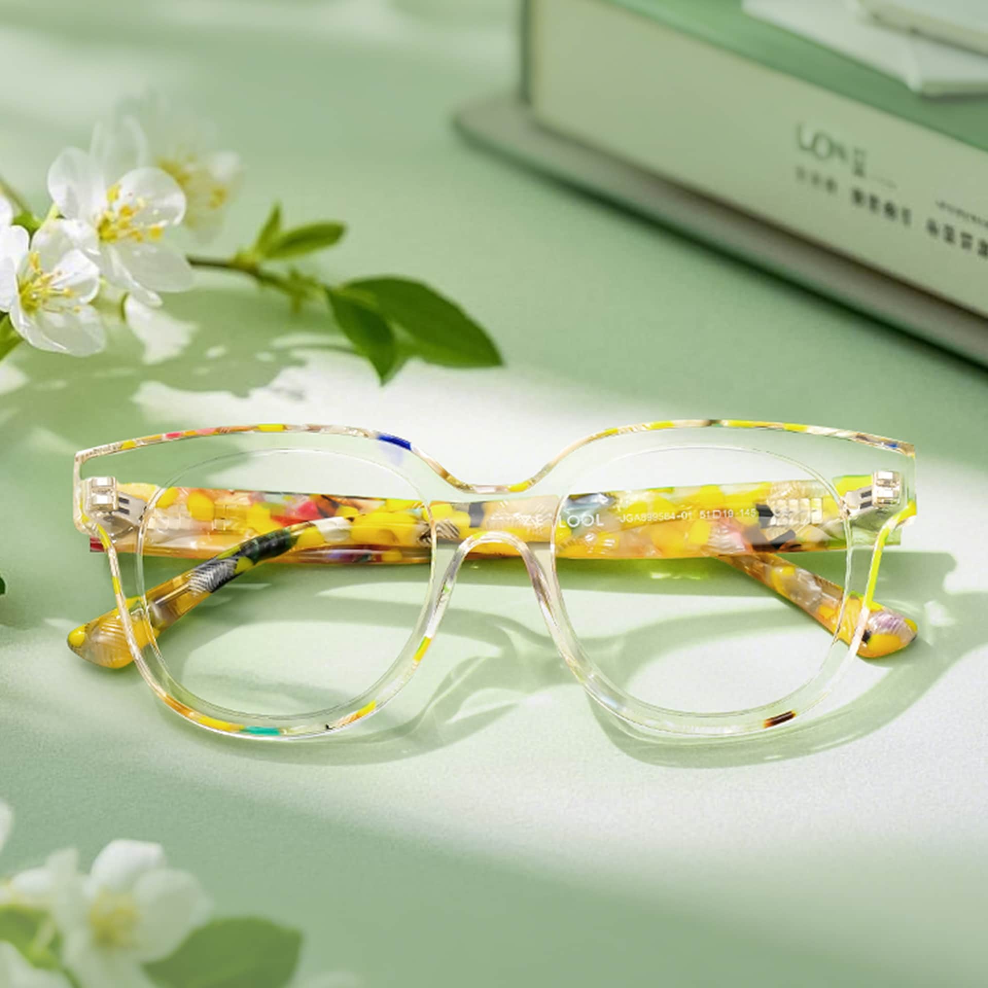 Jett Acetate Yellow Frame Glasses with Square Shape | Zeelool7