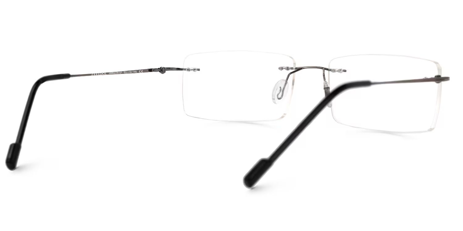 Rogers Rectangle Black Frameless Glasses for Men | ZEELOOL3