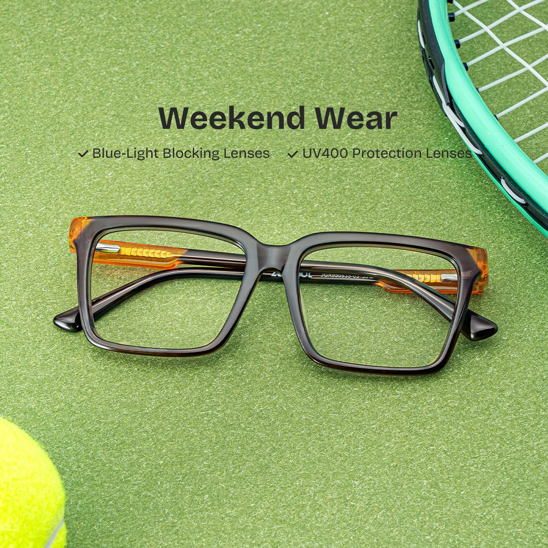 Rectangle Light Gray Eyeglasses- Troy Acetate Frame Glasses0