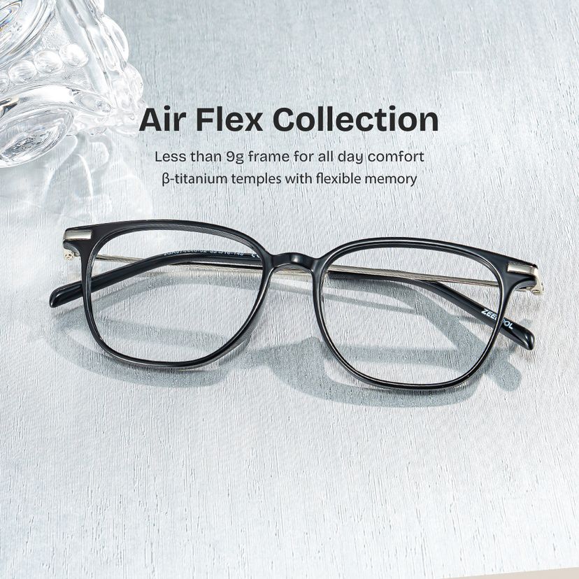 Florence Rectangle Black Glasses