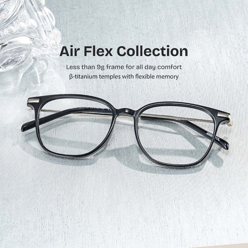 Florence Rectangle Black Glasses