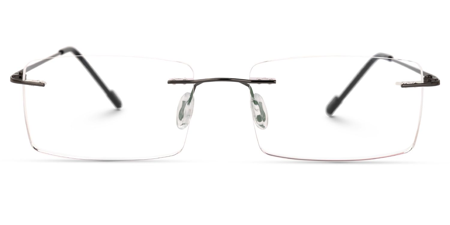 Rogers Rectangle Black Frameless Glasses for Men | ZEELOOL0