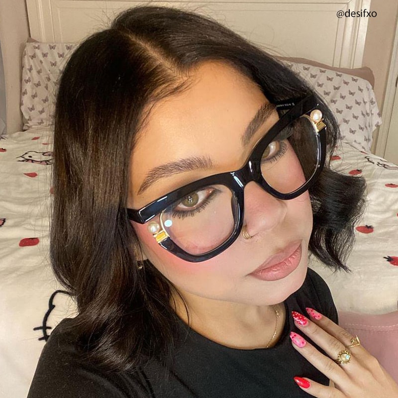 Pearl Cateye Black Glasses8