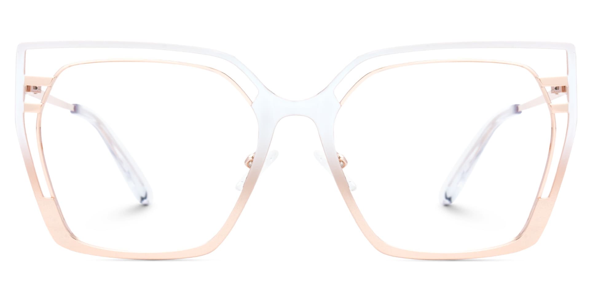 Quinn White Geometric Designer Metal Glasses Frames on Sale0