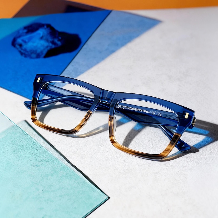 Brookins Rectangle Blue Brown Glasses