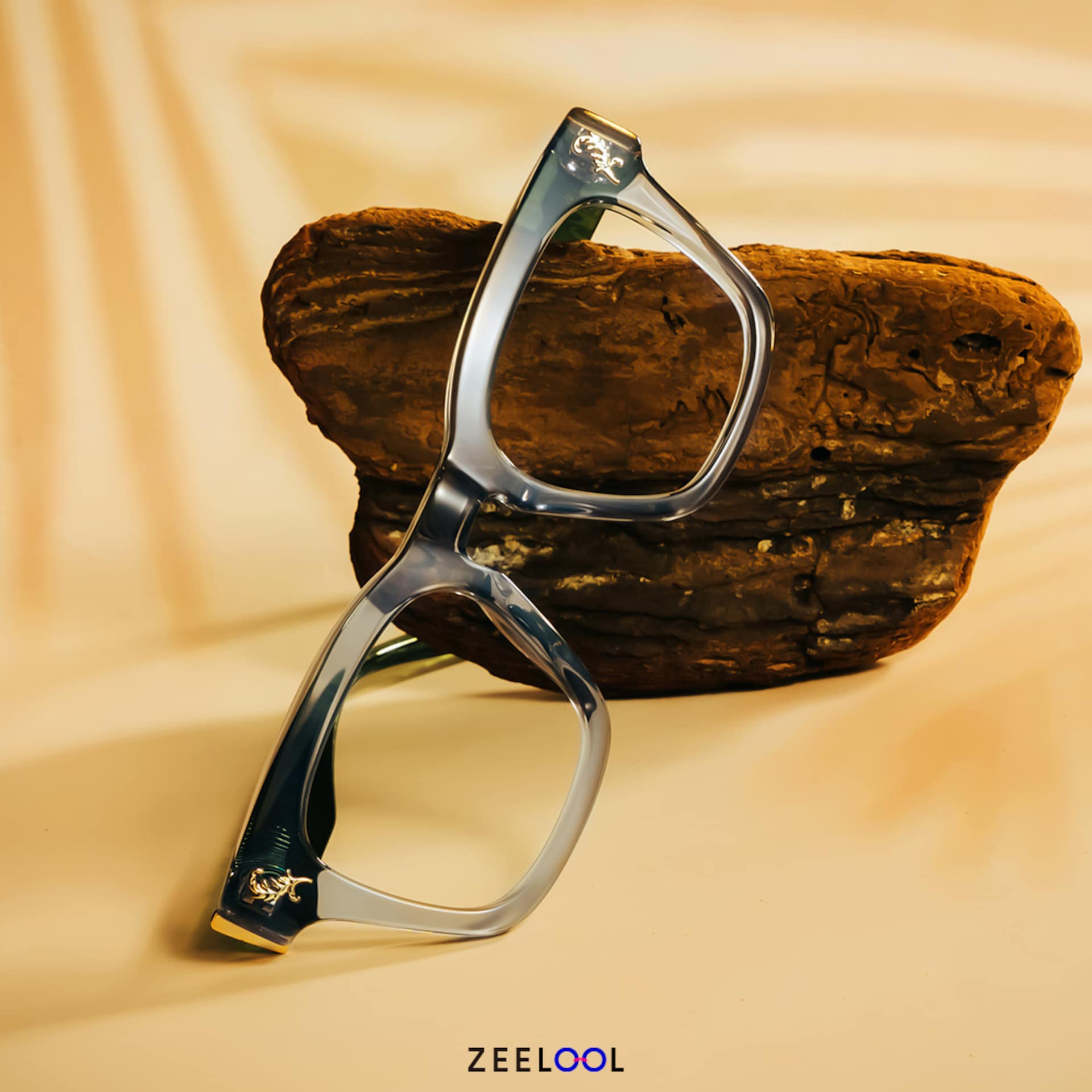 Square Gray Classic Glasses With Green Arms - Dodard Acetate Frame Glasses5