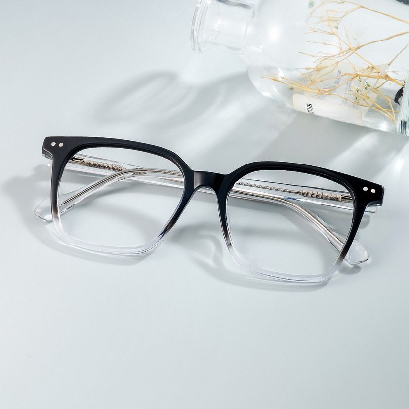 Jamaica Square Black Clear Glasses