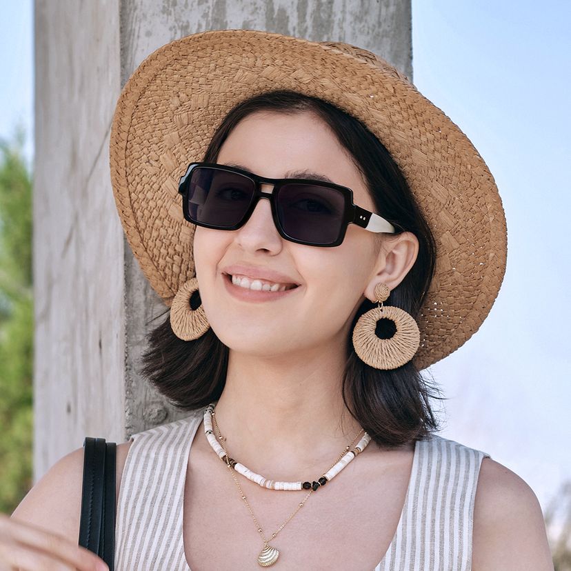 Nora Black Aviator Sunglasses