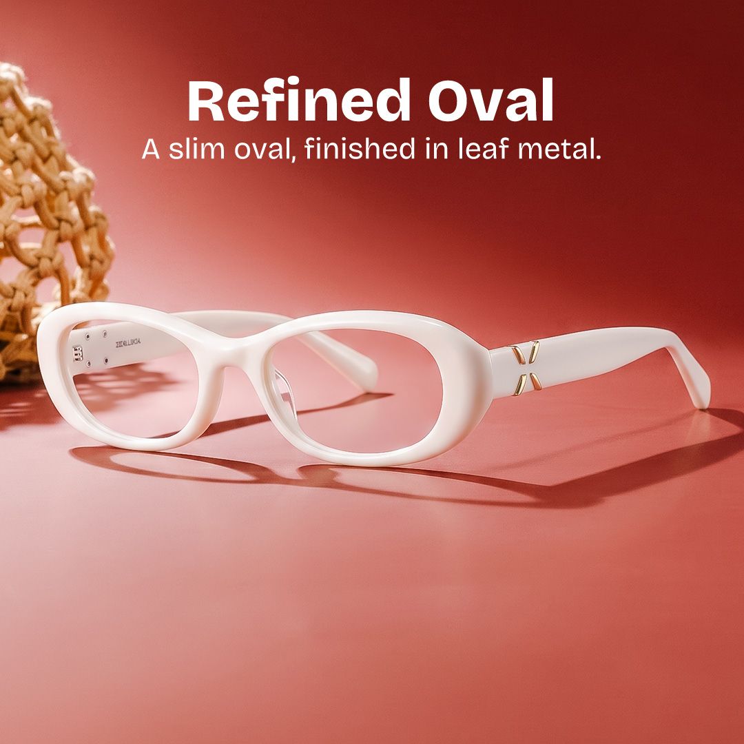 Catherine White Oval Frame Glasses Online | ZEELOOL0
