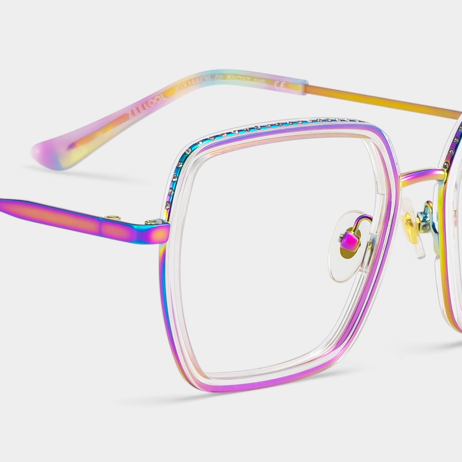 Square Iridescent Eyeglasses- Fiona Mixed Frame Glasses7