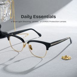 Ellis Browline Black Gold Glasses0