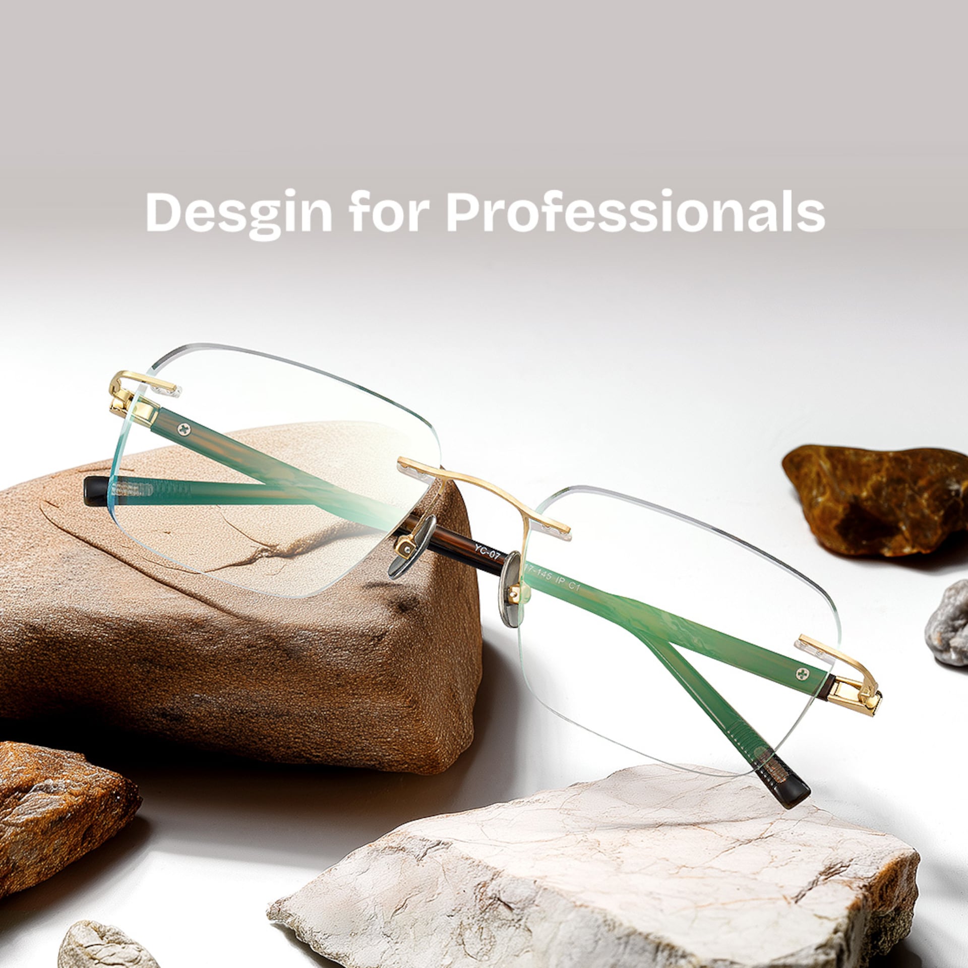 Claire Rectangle Gold Frame Eyeglasses for Man| ZEELOOL0