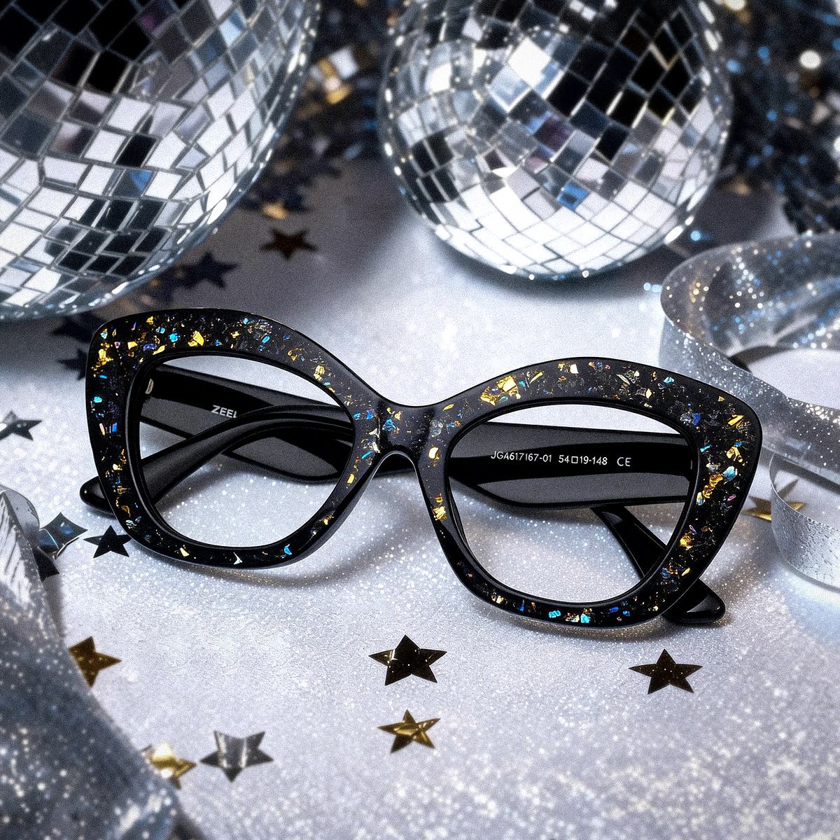 Giselle Black Cat Eye Glasses with Rhinestones | ZEELOOL1
