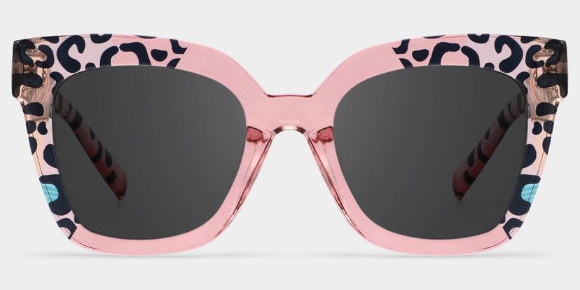 Malcolm Pink Leopard Print Sunglasses for Women Square Frame display picture 2