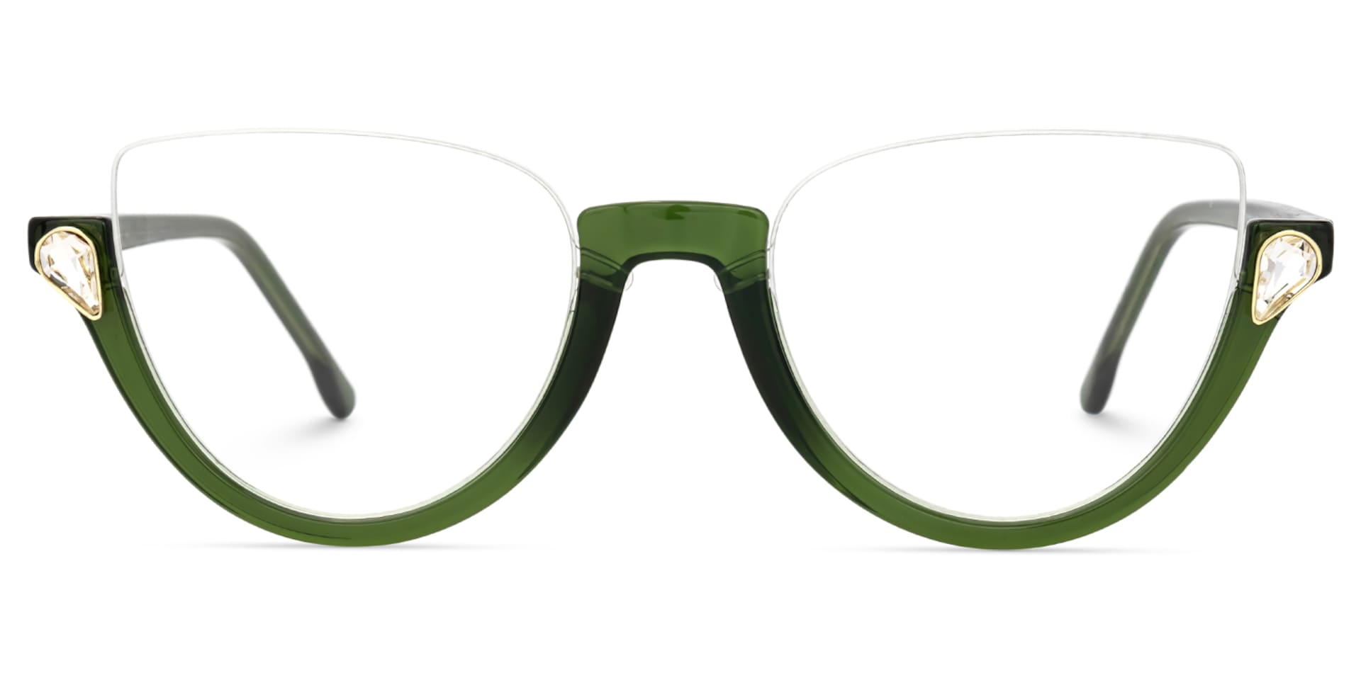 Felicia Cat Eye Green Eyeglasses and Semi-Rimless0