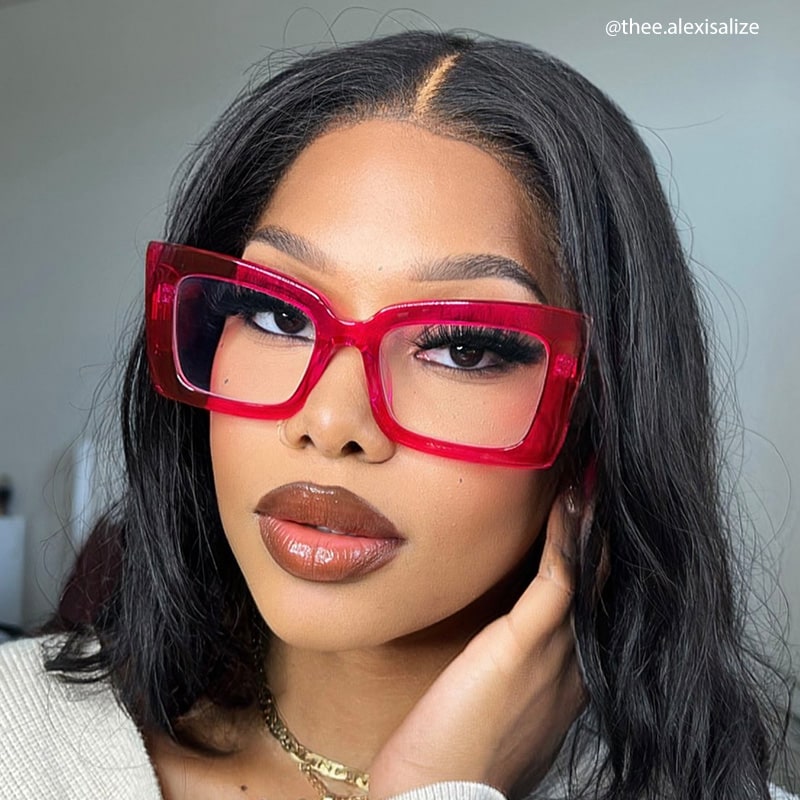 Mitia Rectangle Neon-Pink Glasses