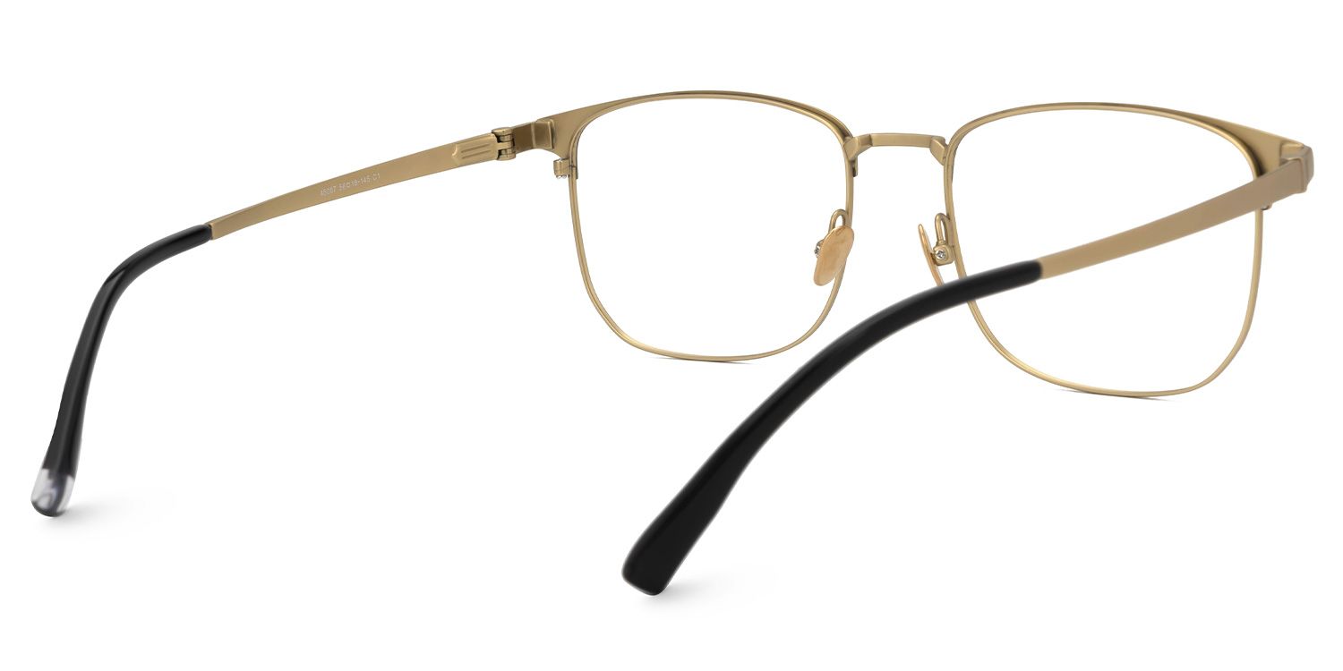 Rondon Titanium Rectangle Gold Frame Glasses | Zeelool3