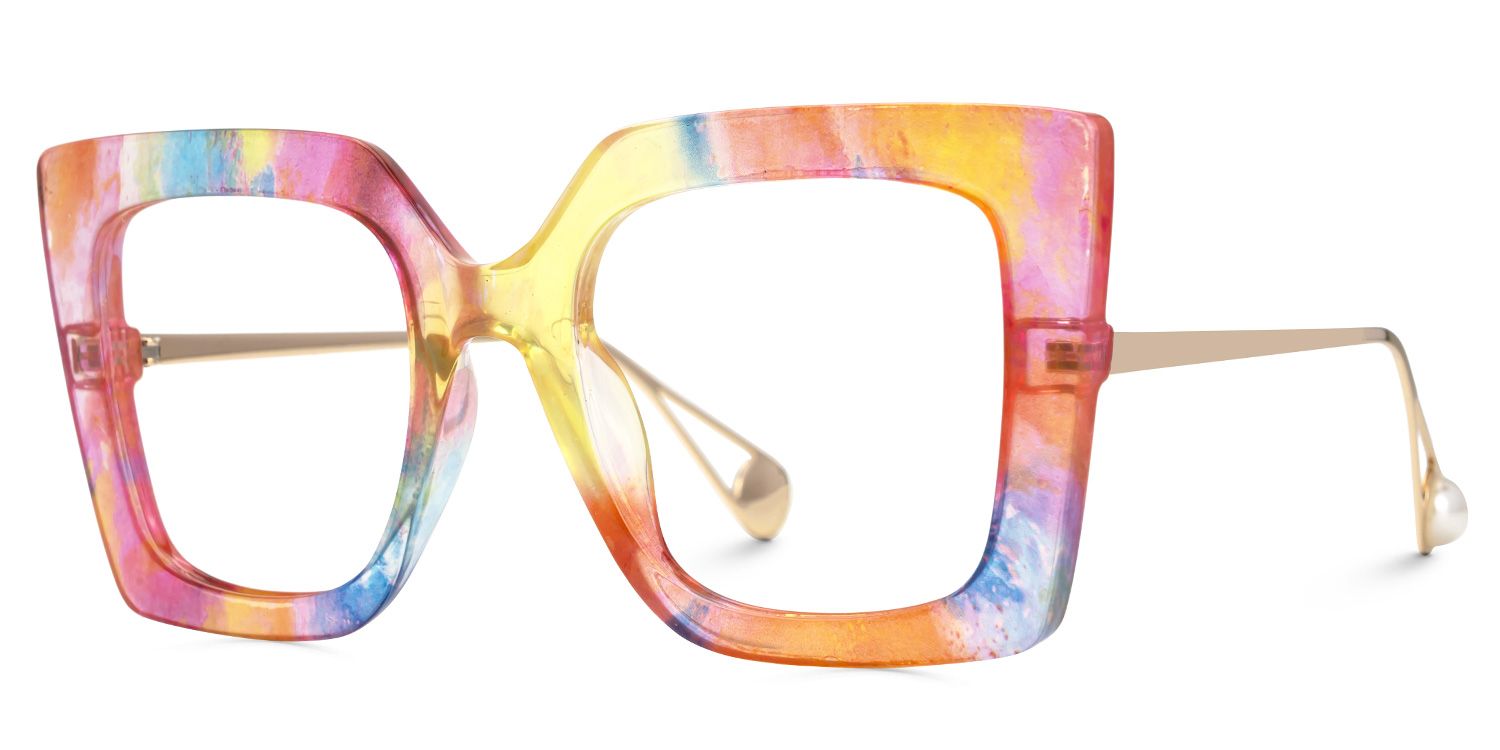 Qatar Square Rainbow Painted Thick Big Frame Glasses1