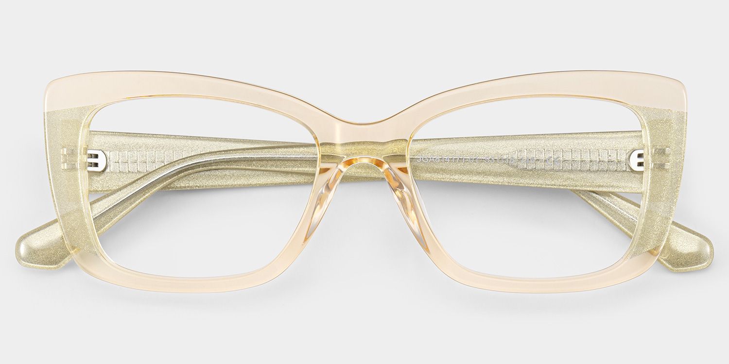 Leona Rectangle Gold Glitter Eyeglasses with Bling Frame | ZEELOOL2