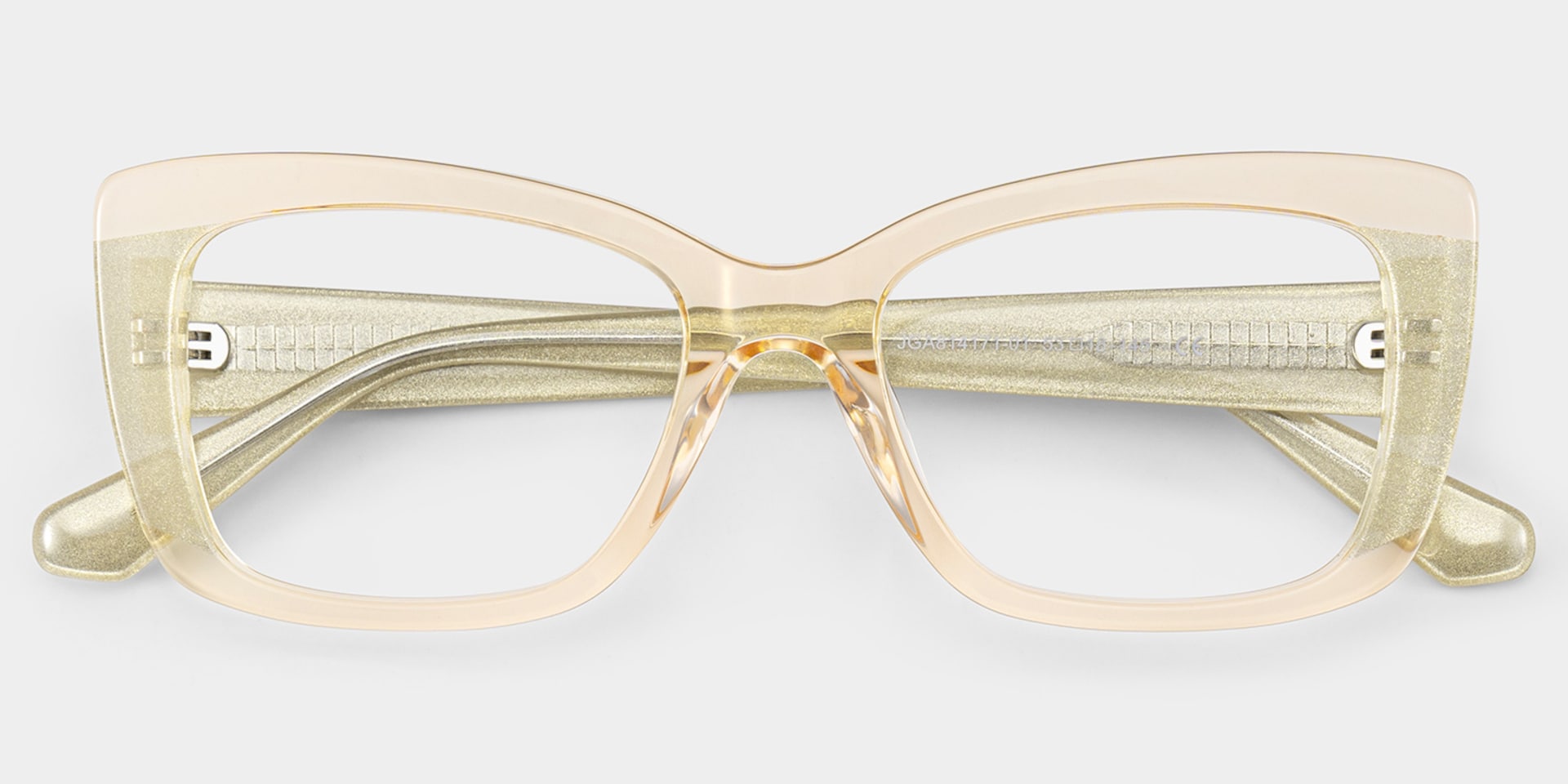 Leona Rectangle Gold Glitter Eyeglasses with Bling Frame | ZEELOOL2