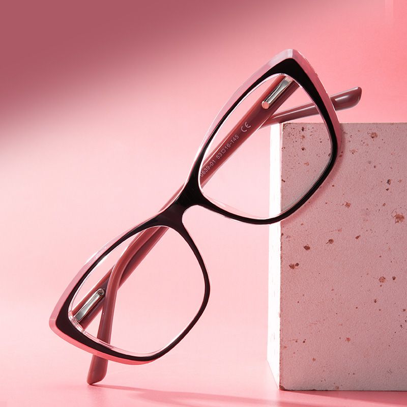 Fidelia Cat Eye Black & Pink Frame Glasses for Women | ZEELOOL0