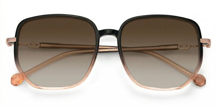 Joana Black Beige Geometric Sunglasses