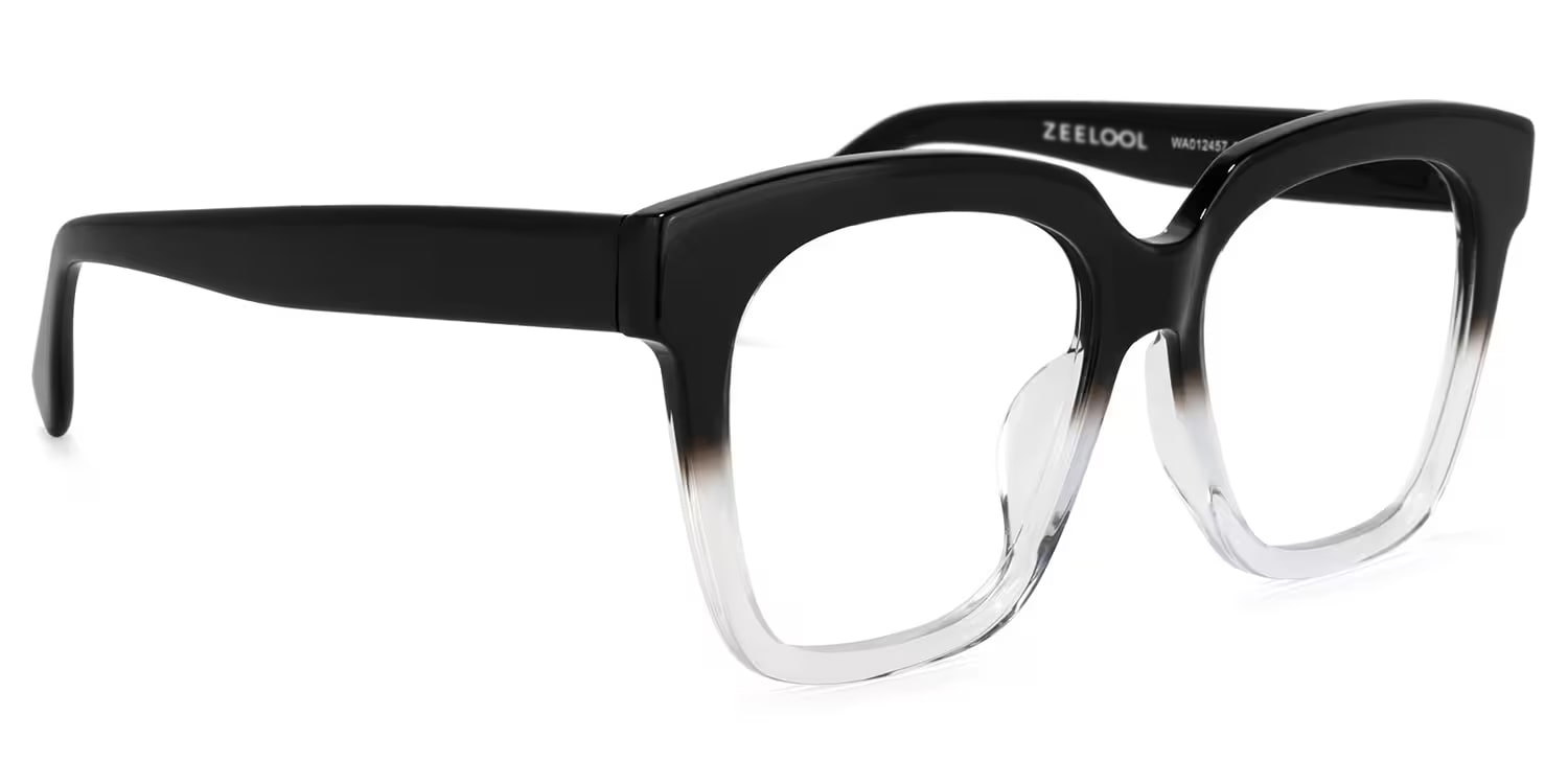 Xion Square Black to Clear Gradient Glasses Ombre Frames2